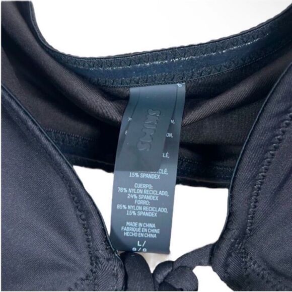 Skims NWT Recycled Swim Long Sleeve Bikini Top in Onyx Size Large - Picture 6 of 7